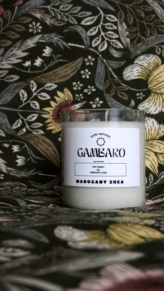 Gambaro Candle, 8oz, Mahogany and Shea
